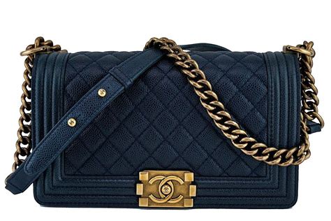 chanel medium boy bag navy